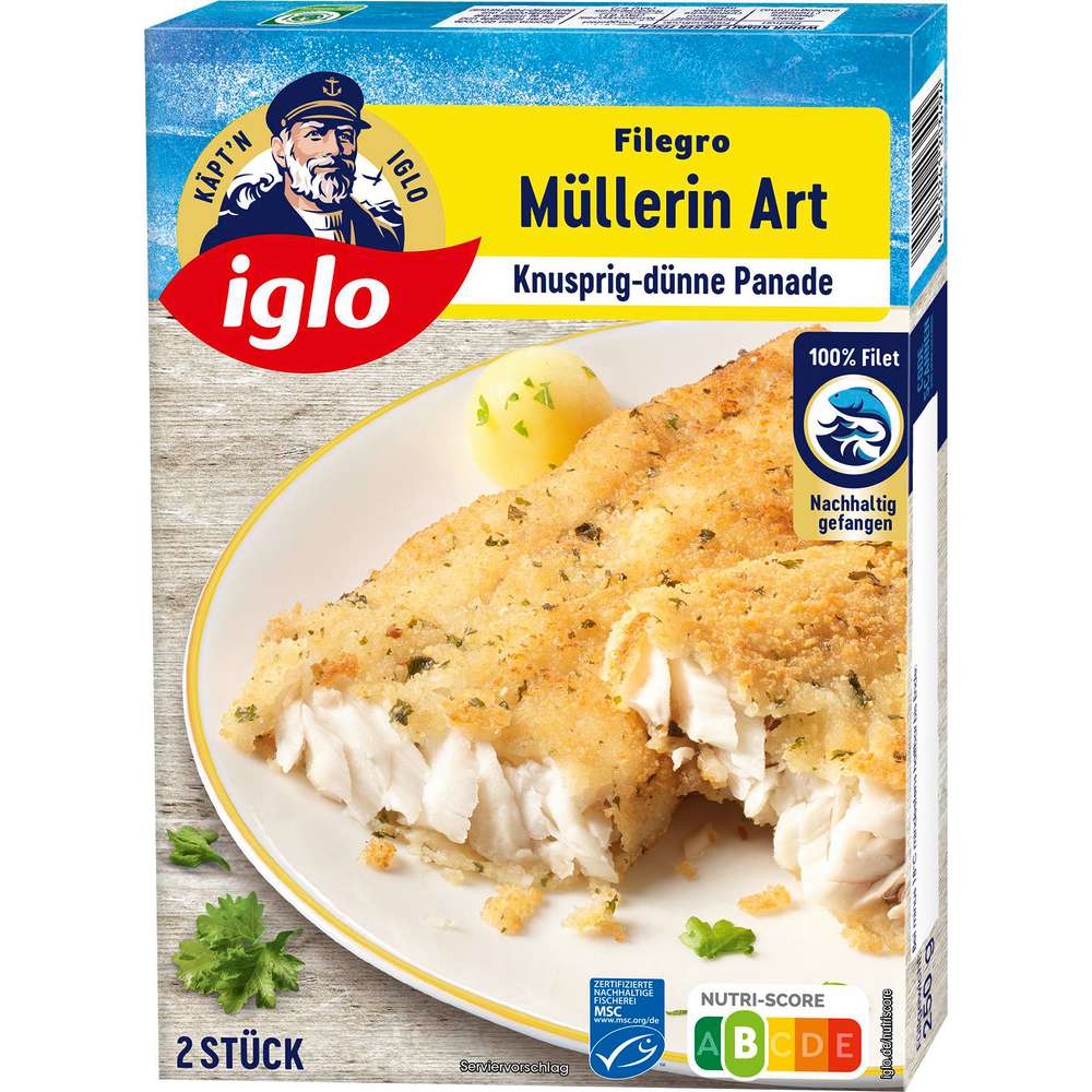 Produktabbildung Iglo Seelachsfilets Filegro Müllerin Art, tiefgekühlt
