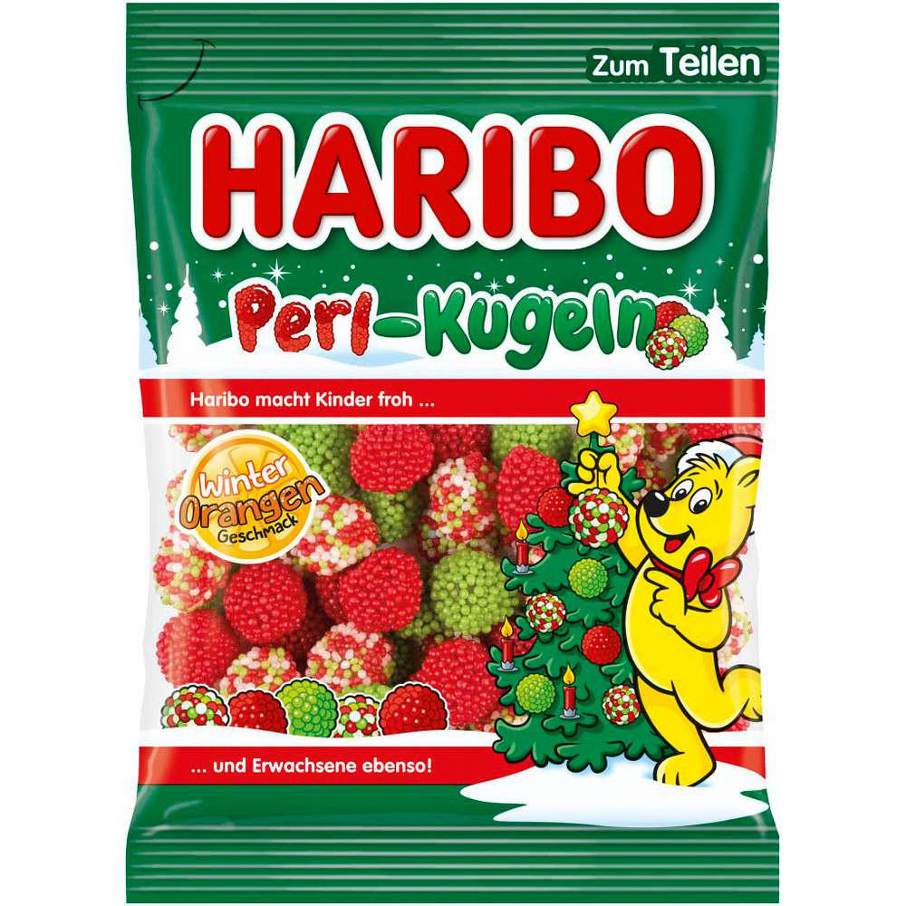 Produktabbildung Haribo Fruchtgummi Perl-Kugeln, Winter-Orange