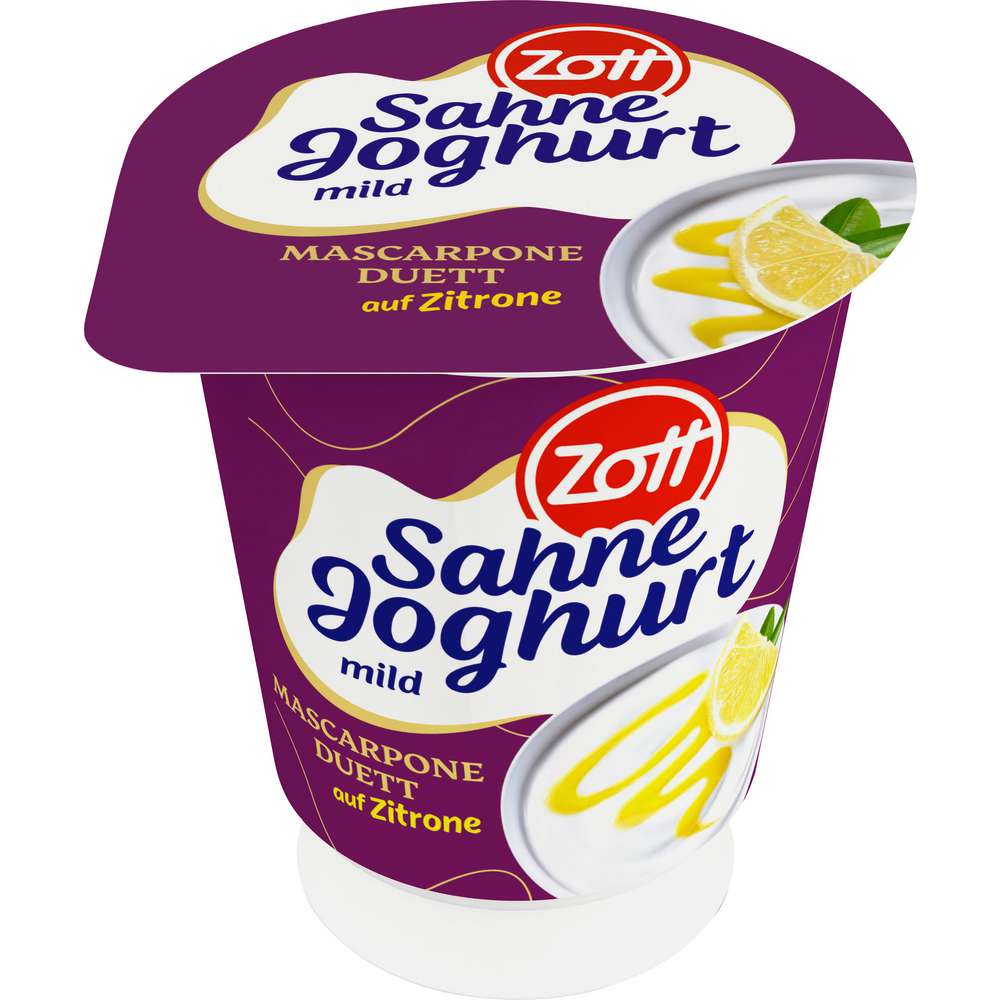 Produktabbildung Zott Sahnejoghurt, Mascarpone Duett, Zitrone