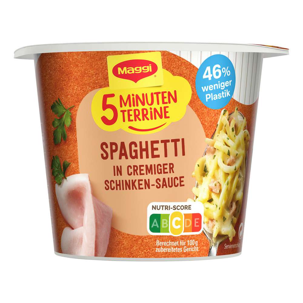 Produktabbildung Maggi 5 Minuten Terrine, Spaghetti in Schinken Sauce