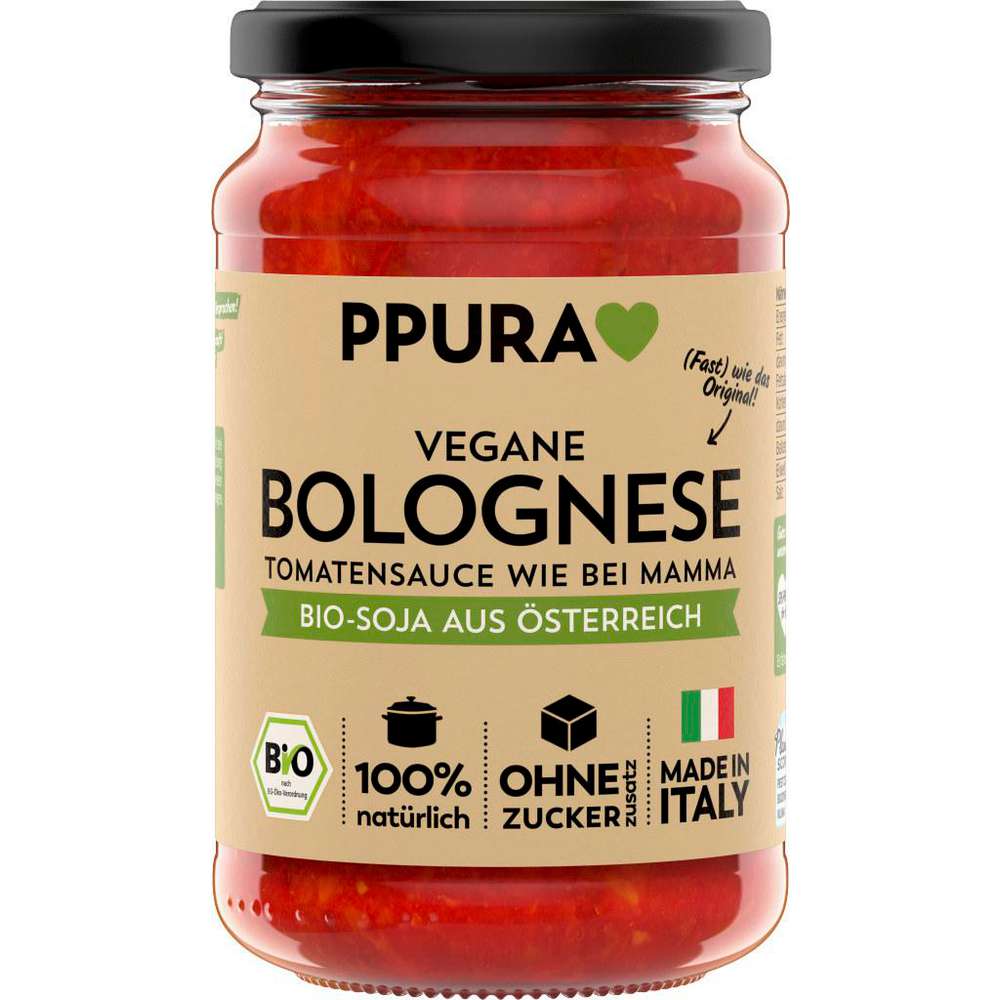 Produktabbildung PPURA Bio vegane Bolognese mit Soja