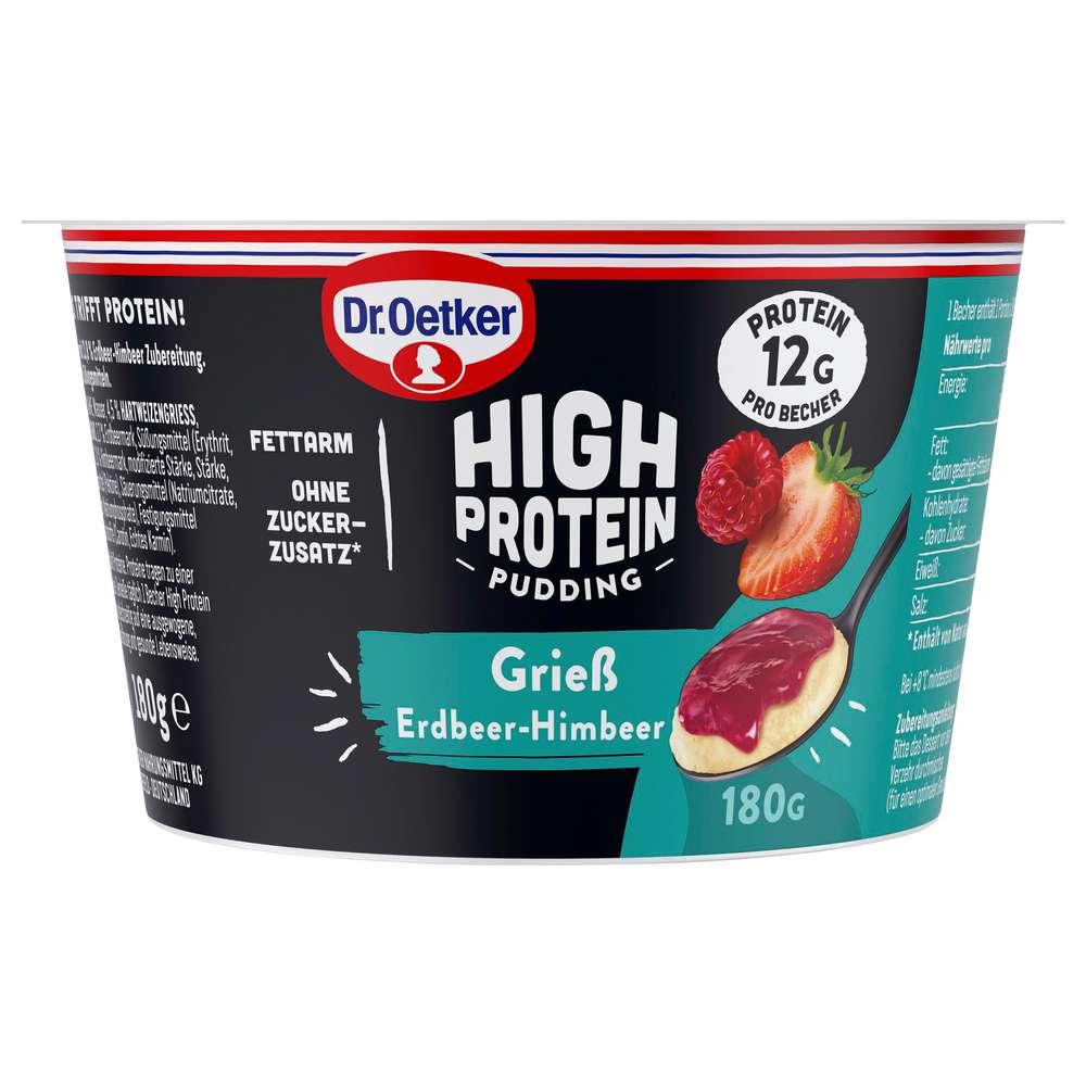Produktabbildung Dr. Oetker High Protein Pudding Grieß Erdbeer-Himbeer