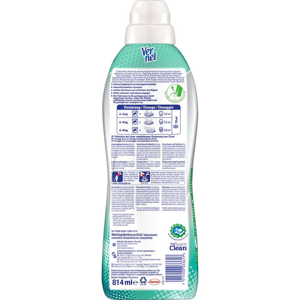 Produktabbildung Vernel Weichspüler Fresh Control, Fresh Breeze
