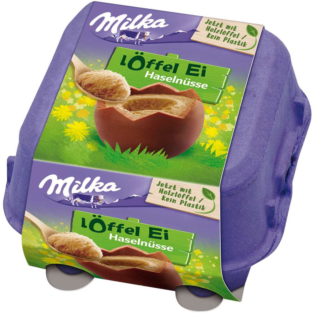 Produktabbildung Milka Schokoladen Löffel Ei, Haselnüsse