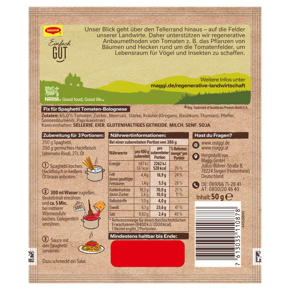 Produktabbildung Maggi Maggi Fix, Tomaten-Bolognese