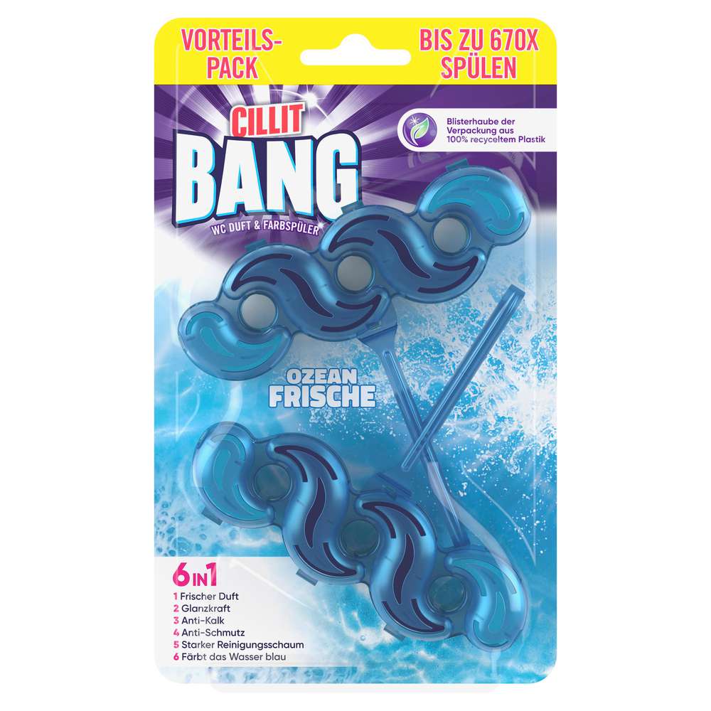 Produktabbildung Cillit Bang WC Blauspüler 6 in 1 Duo Blue Wave, Ozean Frische