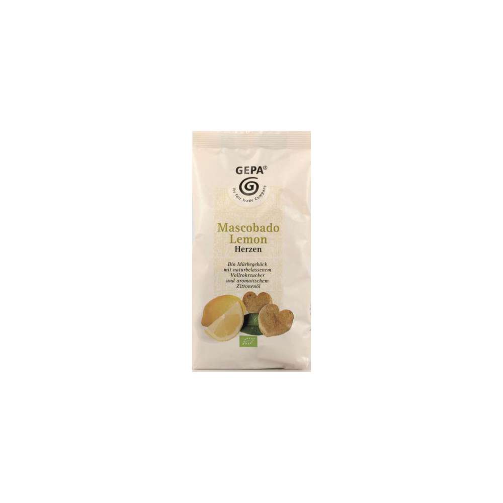 Produktabbildung Gepa Mascobado, Lemon Herzen, BIO, Mürbeteiggebäck