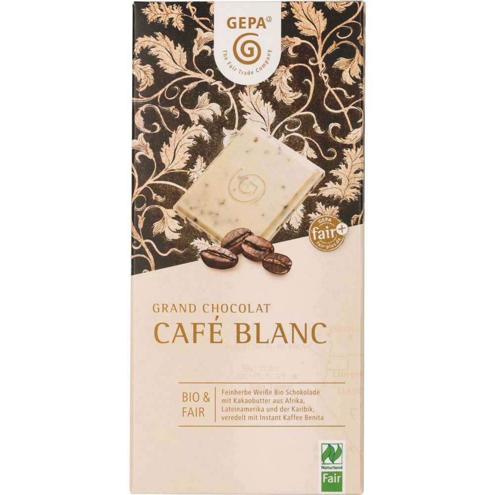 Produktabbildung Gepa Bio Tafelschokolade, Grand Chocolat, Café Blanc