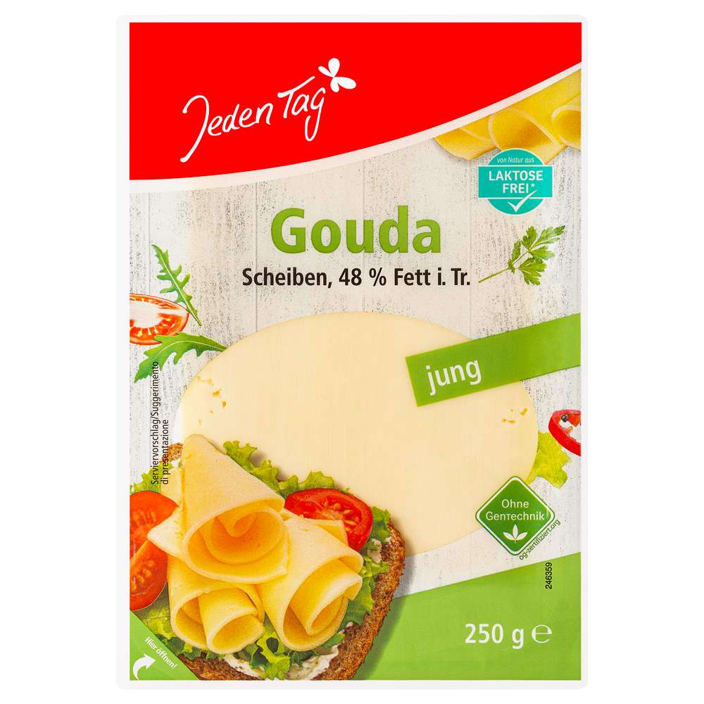 Produktabbildung Jeden Tag Gouda Scheiben, jung, Aufschnitt