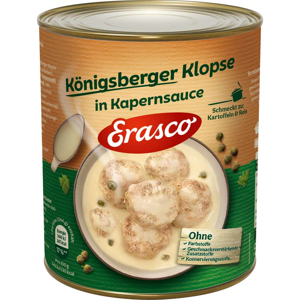 Produktabbildung Erasco Könisberger Klopse in cremiger Kapernsauce