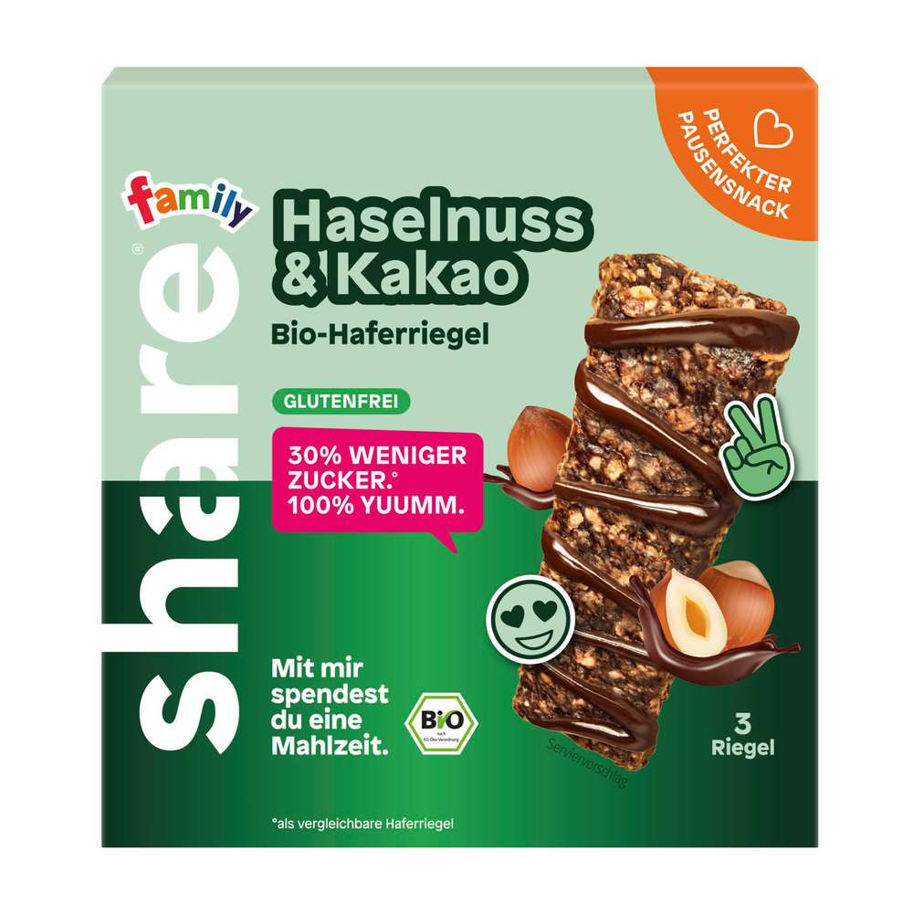 Produktabbildung share Bio-Haferriegel, Haselnuss & Kakao