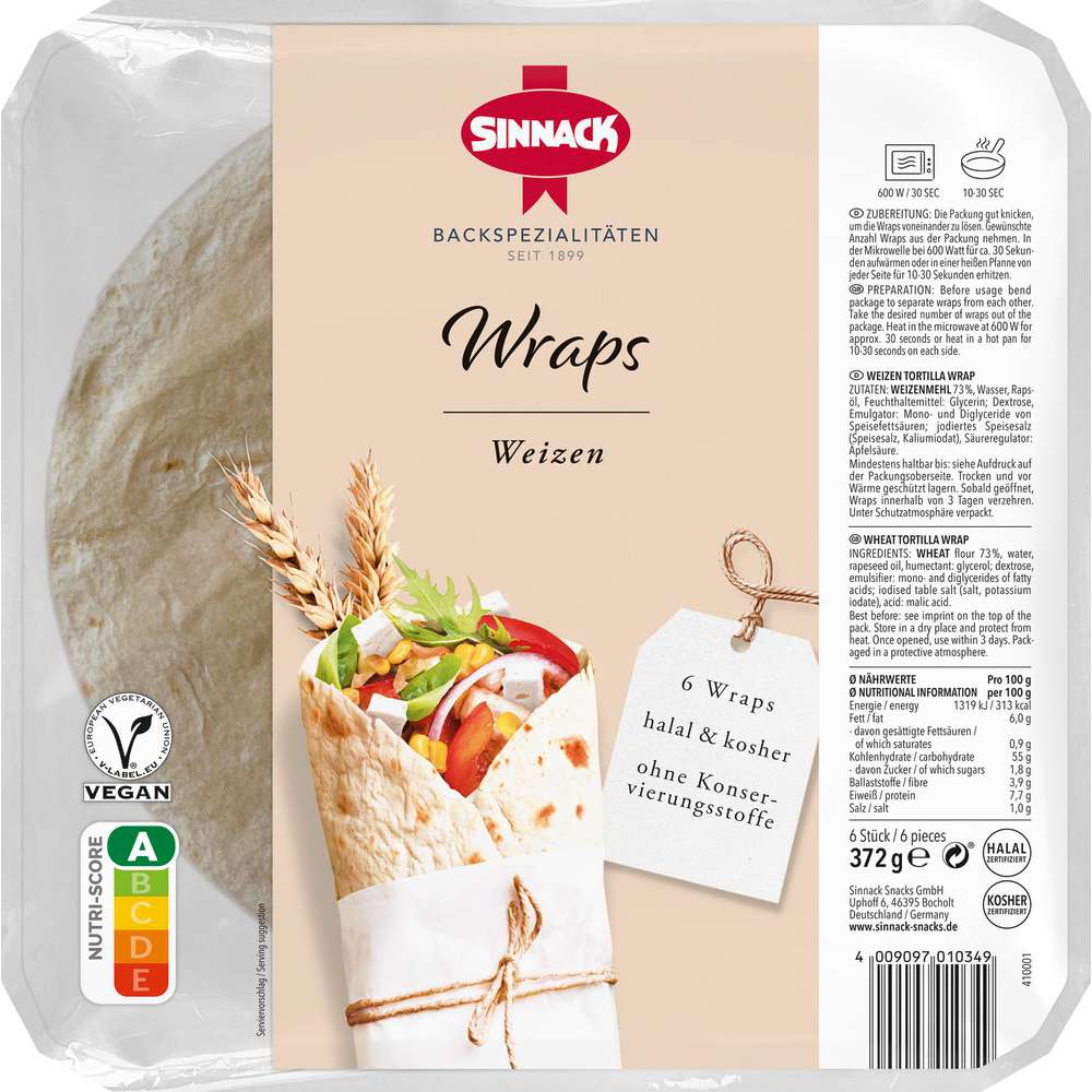 Produktabbildung Sinnack Weizen Tortillas