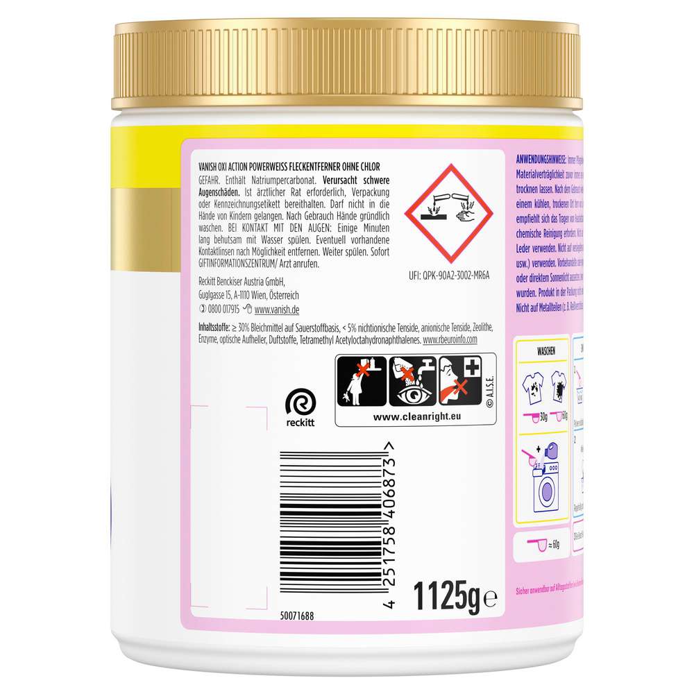Produktabbildung Vanish Fleckenentferner Oxi Action, Powerweiss