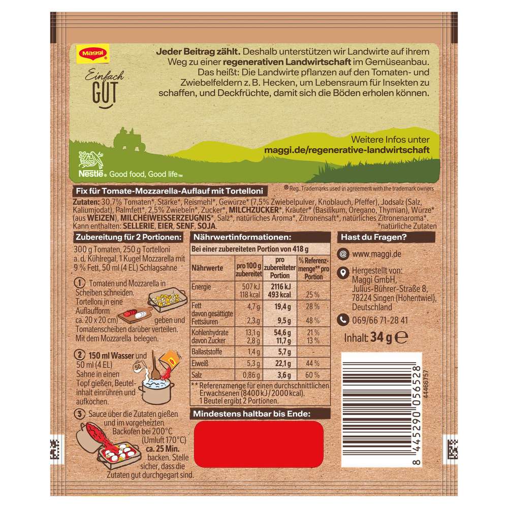 Produktabbildung Maggi Fix, Tomate Mozzarella Tortellini