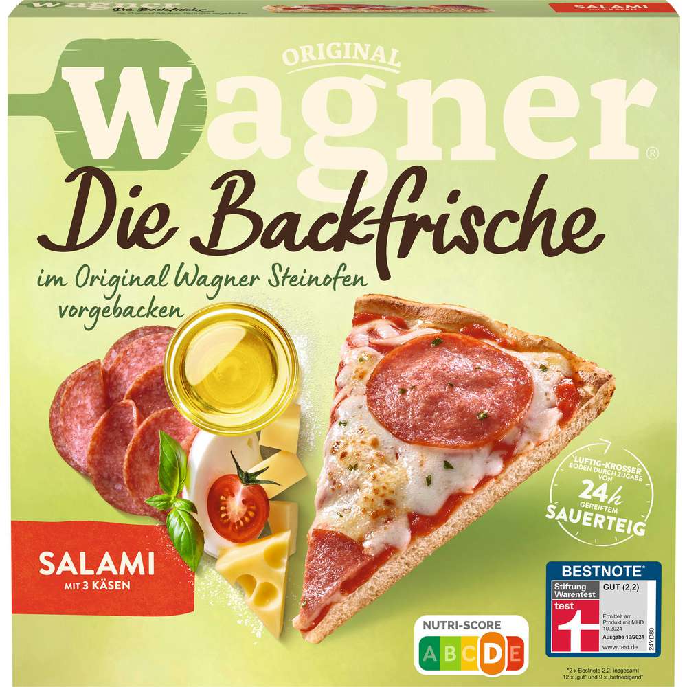 Produktabbildung Wagner Die Backfrische Pizza Salami mit 3 Käsen, tiefgekühlt