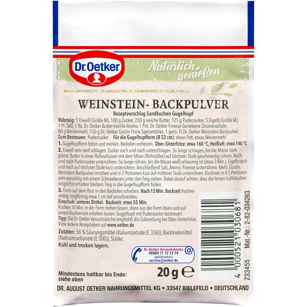 Produktabbildung Dr. Oetker Weinstein-Backpulver 3er Pack