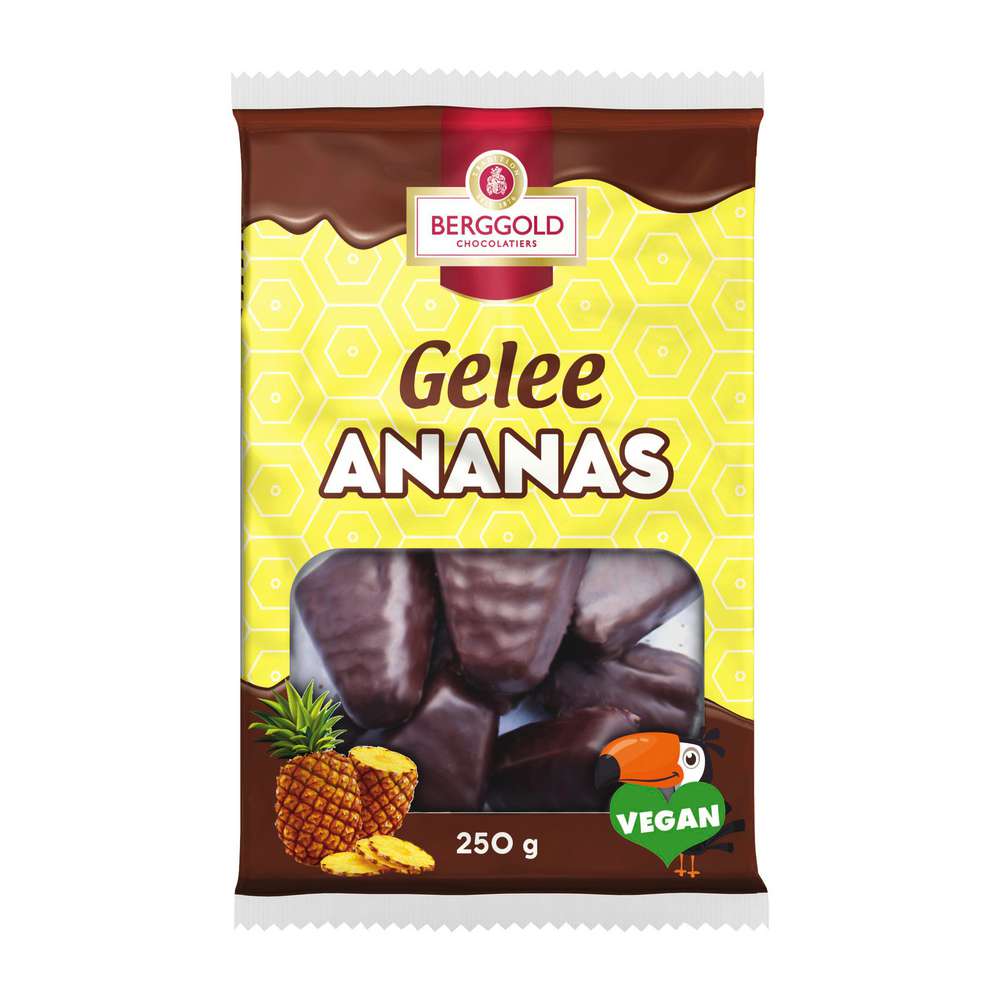 Produktabbildung Berggold Schokolierte Geleestücke mit Ananasgeschmack