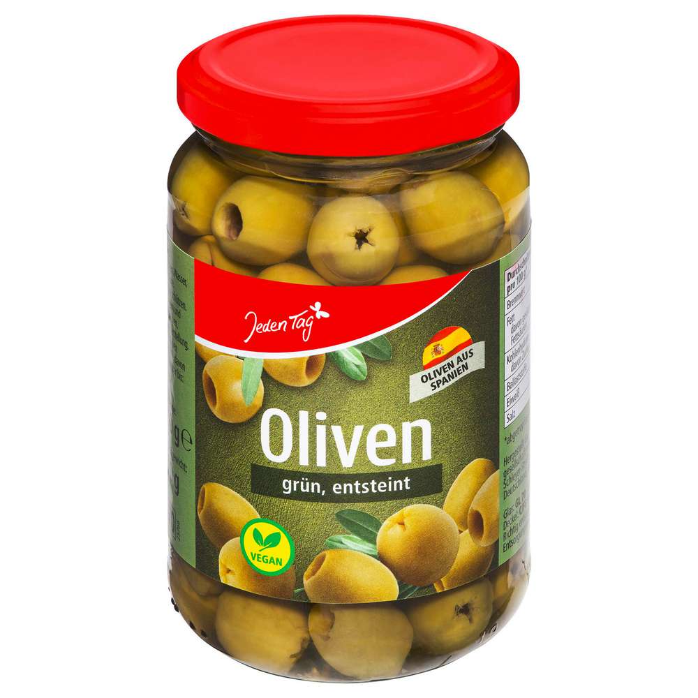 Produktabbildung Jeden Tag Oliven grün, entsteint im Glas