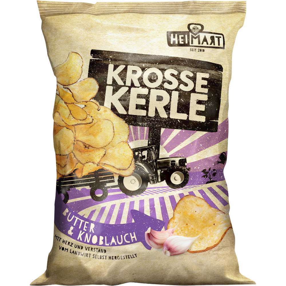 Produktabbildung Krosse Kerle Chips, Butter & Knoblauch