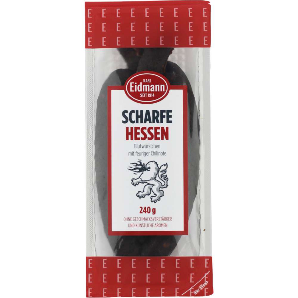 Produktabbildung Eidmann Hessen Blutwürstchen, scharf