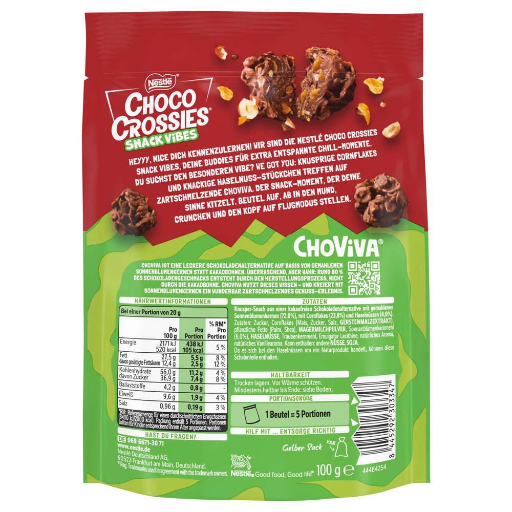 Produktabbildung Nestlé Choco Crossies Snack Vibes, Haselnuss