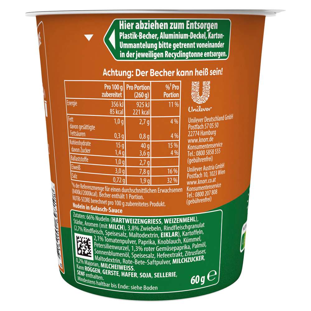 Produktabbildung Knorr Big Pot Pasta Snack Gulasch