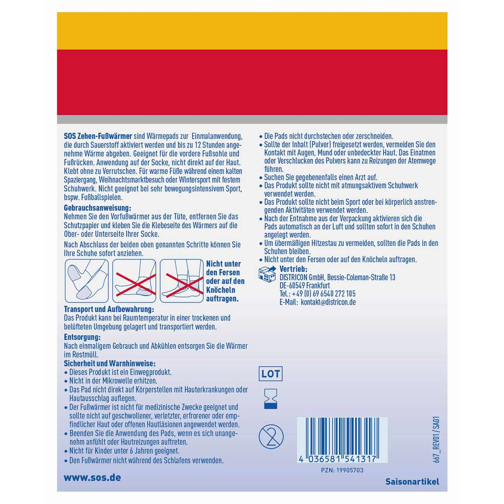 Produktabbildung SOS Zehen-Fußwärmer, 2 Paar