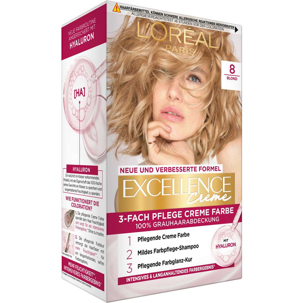 Produktabbildung L'Oreal Paris Haarfarbe Excellence, 8 Blond