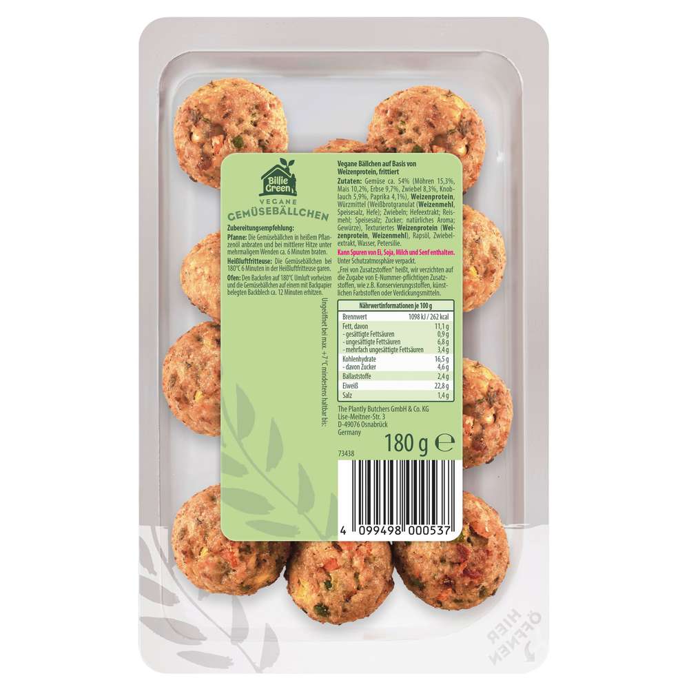 Produktabbildung Billie Green Vegane Gemüsebällchen