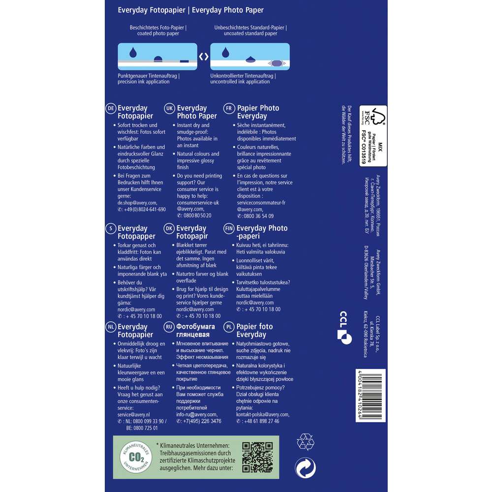 Produktabbildung Avery Zweckform Fotopapier Everyday Inkjet 10x15