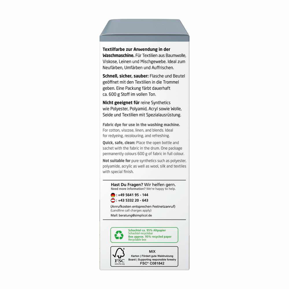 Produktabbildung simplicol Textilfarbe Intensiv, elegant grau