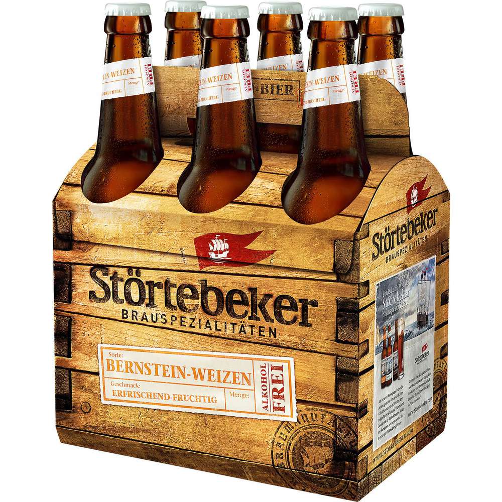 Produktabbildung Störtebeker Bio Weizenbier Bernstein Weizen, alkoholfrei (6x 0,500 Liter)