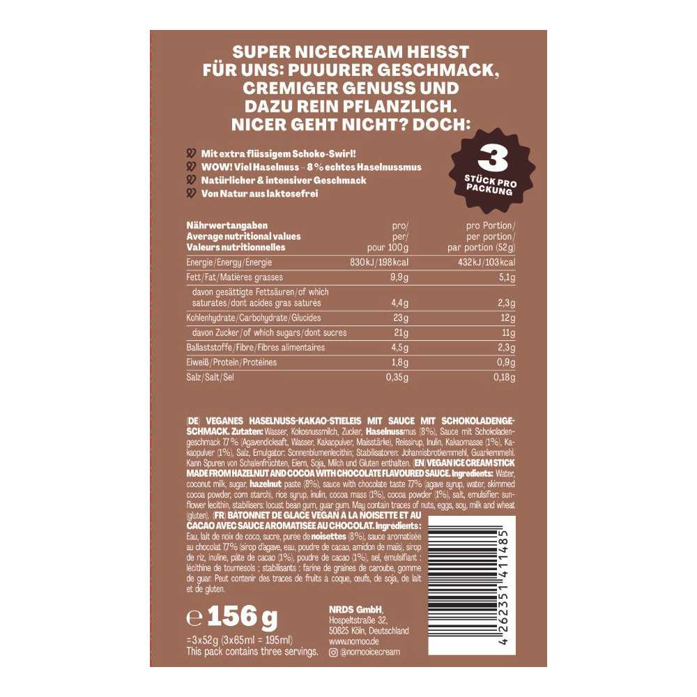 Produktabbildung Nomoo Stiel-Eis, Haselnuss Nougat
