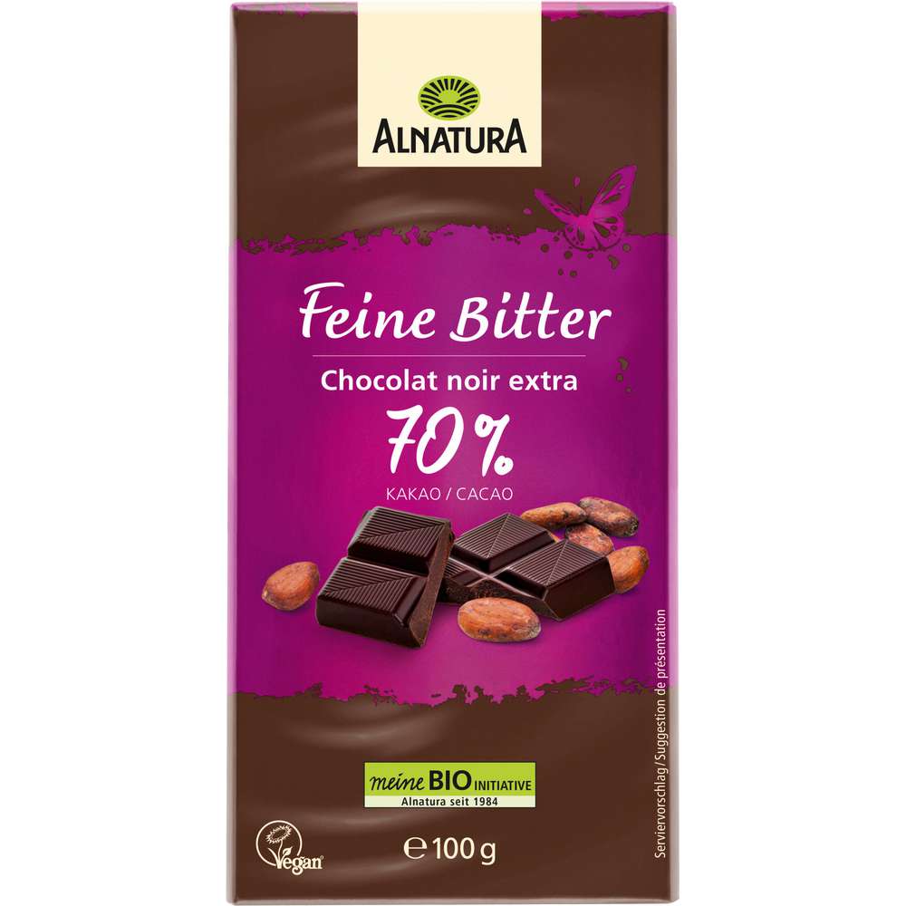 Produktabbildung Alnatura Bio Tafelschokolade, Feine Bitter, Vegan