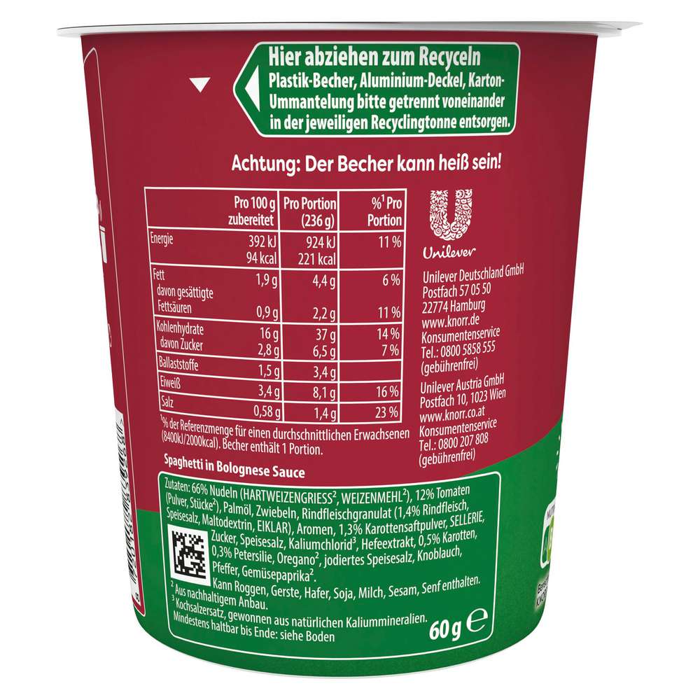Produktabbildung Knorr Pasta Snack, Bolognese