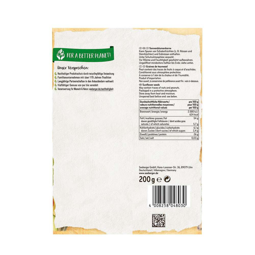 Produktabbildung Seeberger Sonnenblumenkerne, geschält
