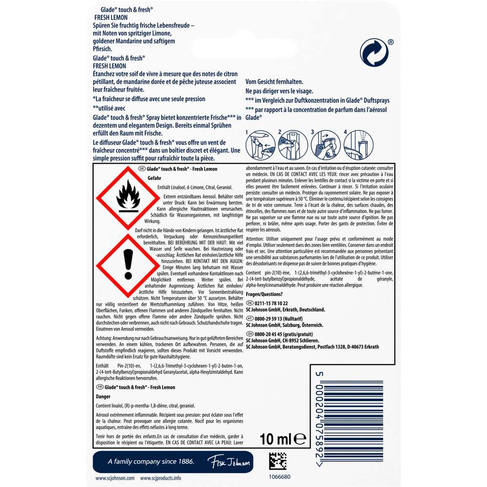 Produktabbildung Glade Lufterfrischer Touch & Fresh Halter, Fresh Lemon