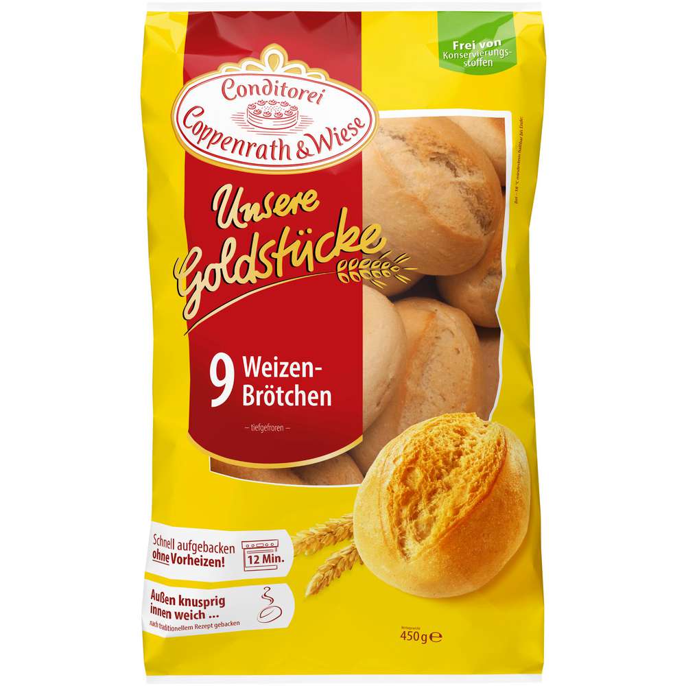 Produktabbildung Conditorei Coppenrath & Wiese Weizenbrötchen, Unsere Goldstücke, tiefgekühlt