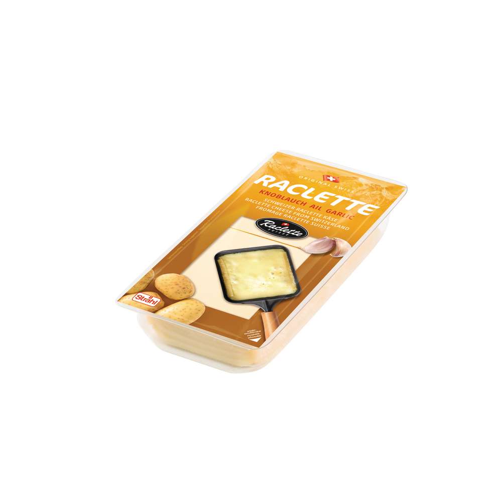 Produktabbildung Strähl Schweizer Raclette Käse, Knoblauch