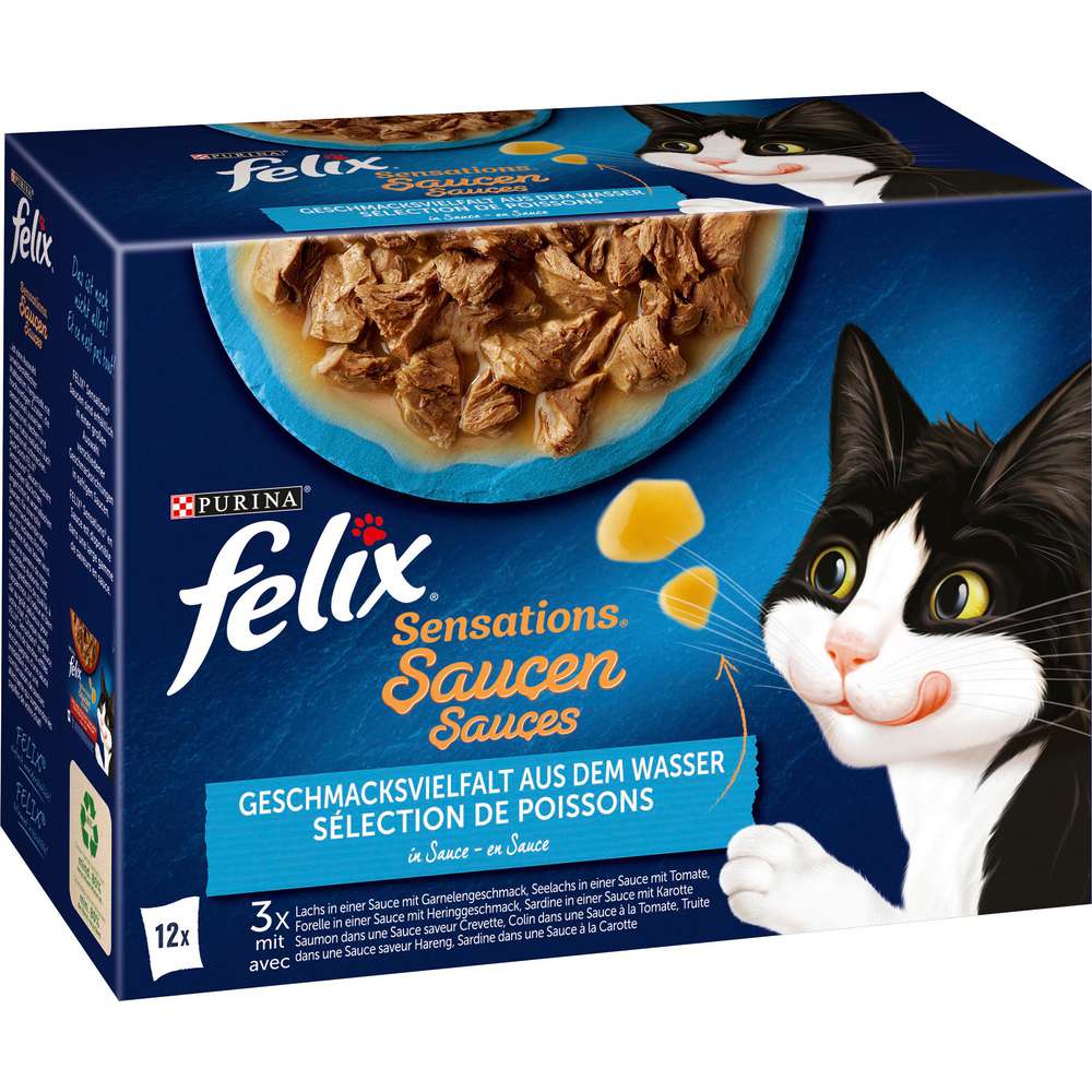 Produktabbildung Purina Katzen-Nassfutter Felix, Sensations Saucen, Fischvielfalt in Sauce