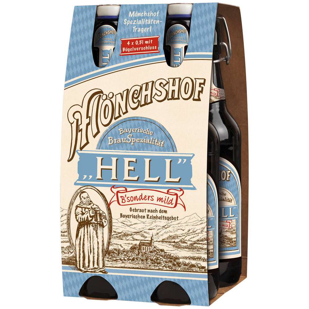 Produktabbildung Mönchshof Bayerisch Helles Bier 4,9 %,  (4x 0,500 Liter)