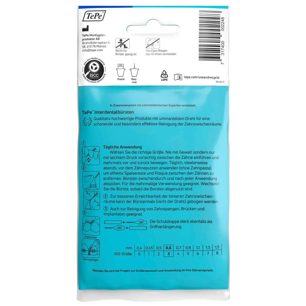 Produktabbildung TePe Interdentalbürsten, 0,6 mm, blau