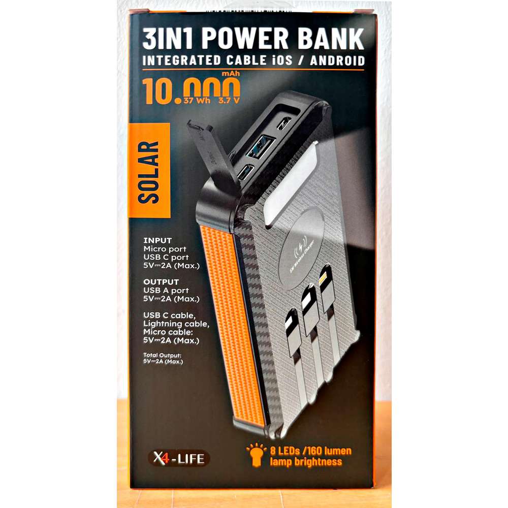 Produktabbildung keine Marke X4-LIFE Solar-Powerbank 10.000mAh