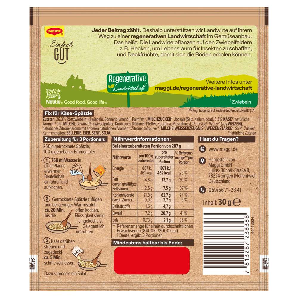 Produktabbildung Maggi Gewürzmischung Fix, Käse-Spätzle 100 % natürliche Zutaten