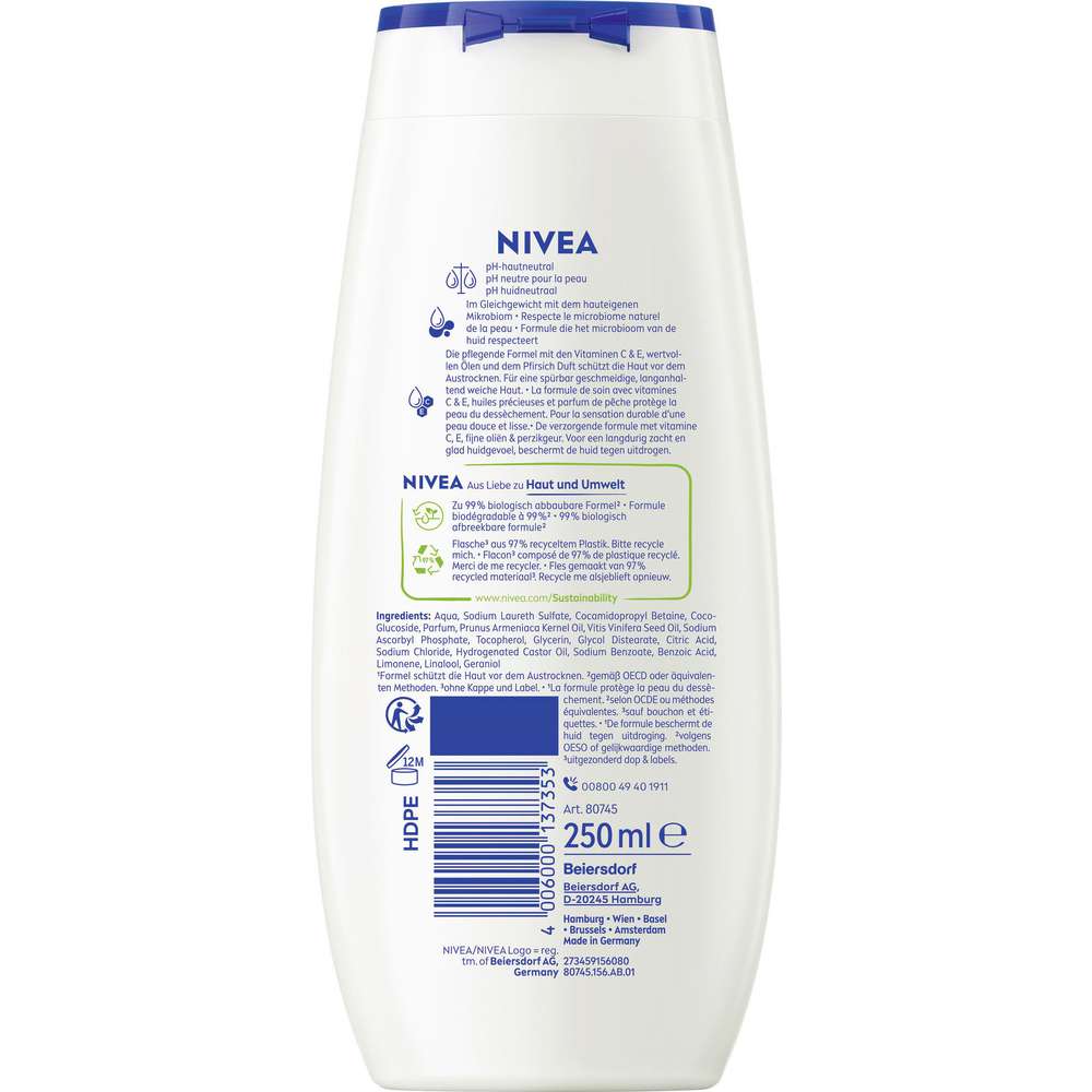 Produktabbildung Nivea Pflegedusche, Peach & Apricot Seed Oil