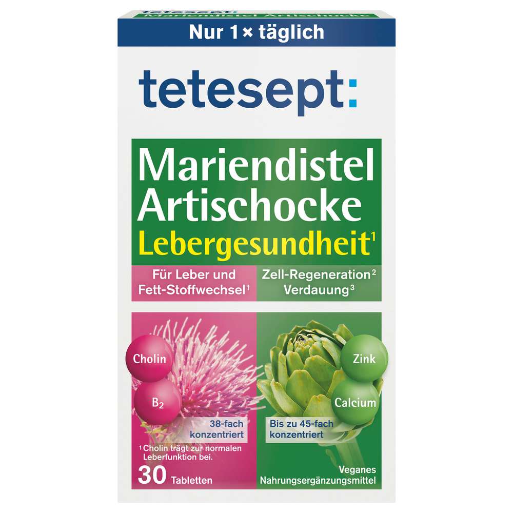 Produktabbildung tetesept Mariendistel-Artischocke Lebergesundheit