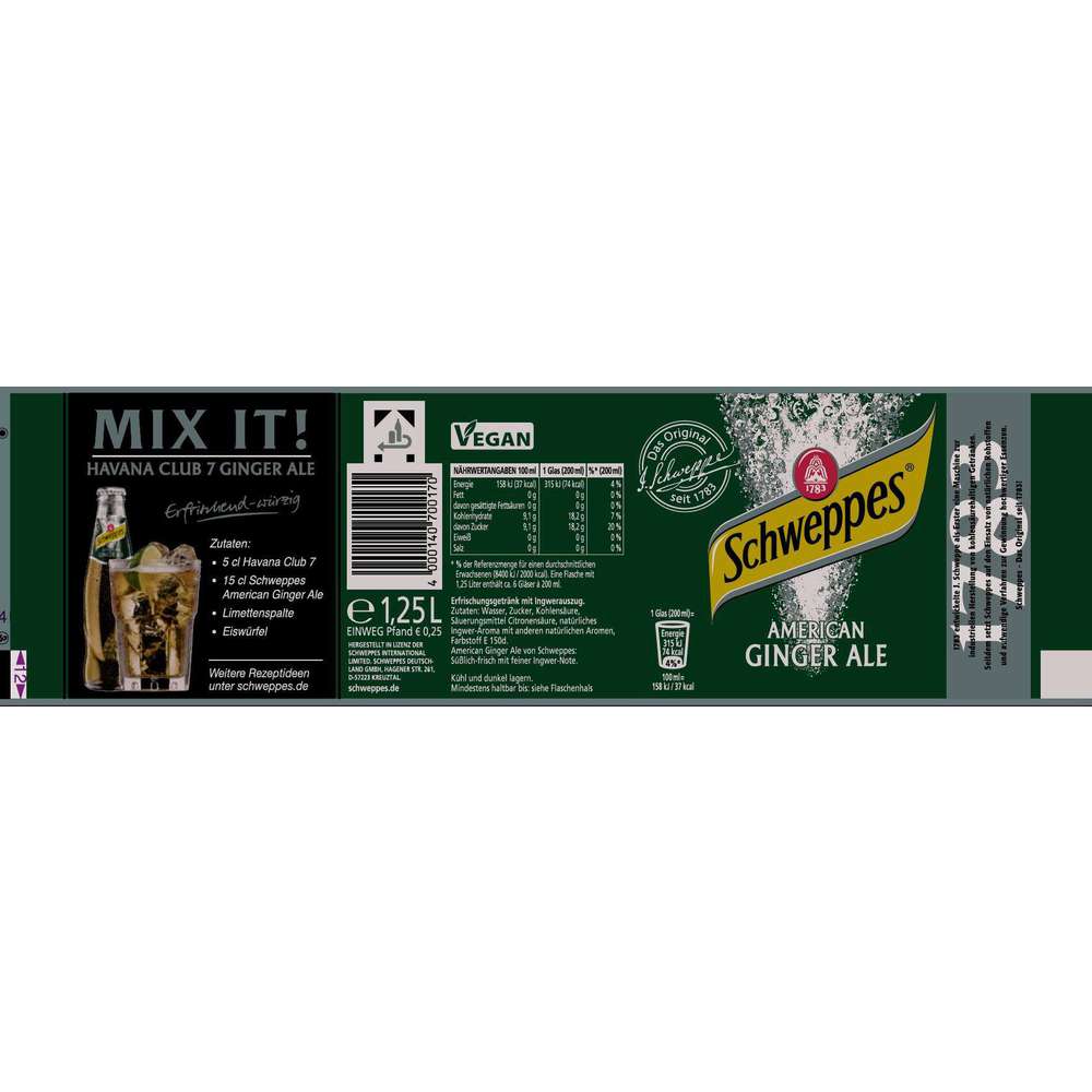 Produktabbildung Schweppes American Ginger Ale