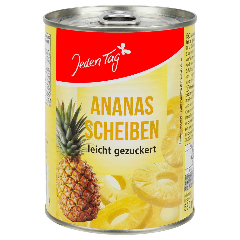 Produktabbildung Jeden Tag Ananas in Scheiben, leicht gezuckert