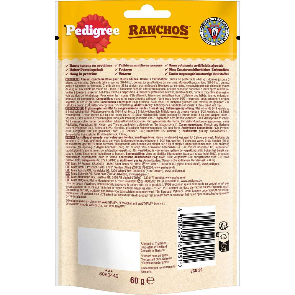 Produktabbildung Pedigree Hunde-Snack Ranchos, Layers mit Rind