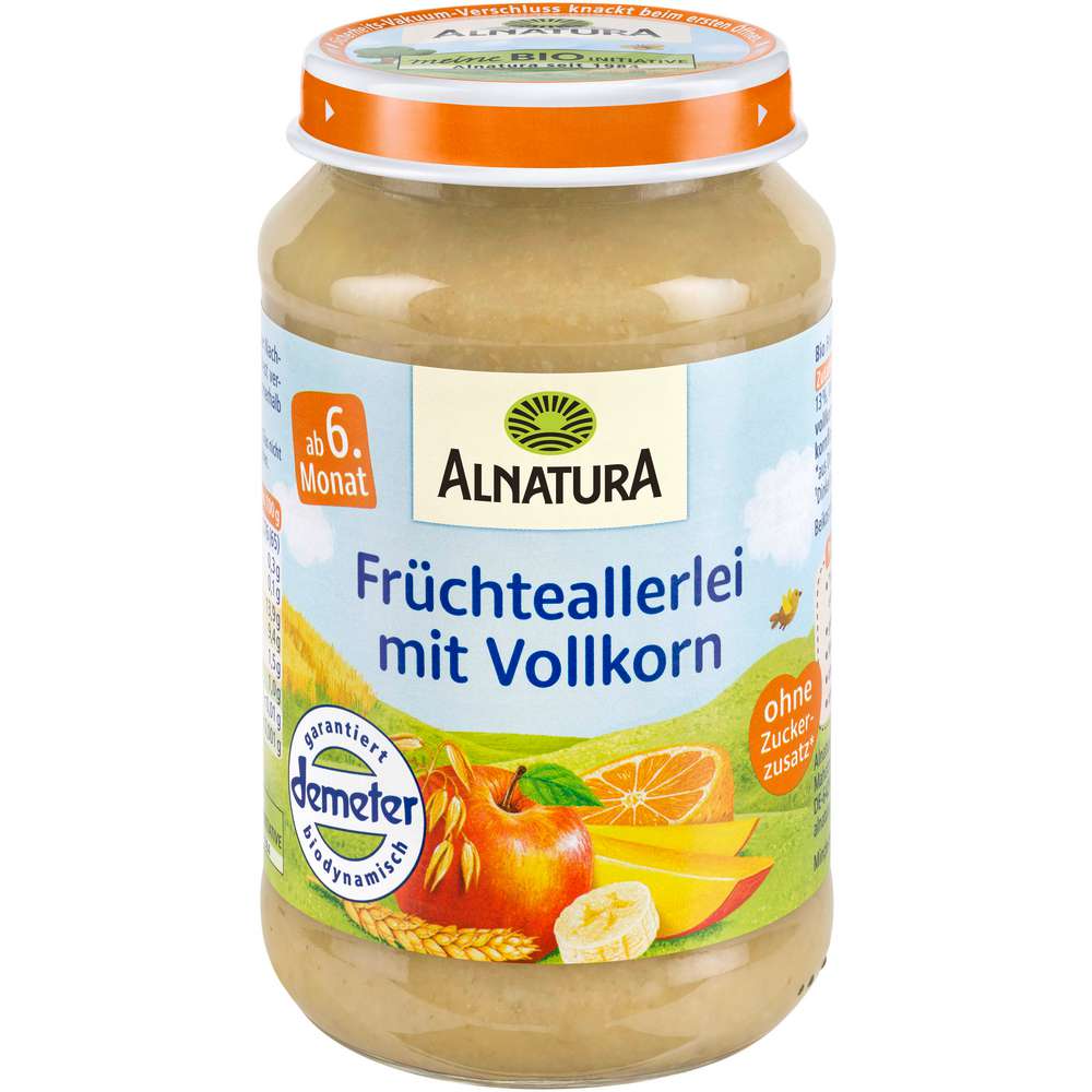 Produktabbildung Alnatura Babynahrung Früchteallerlei mit Vollkorn, ab 6. Monat